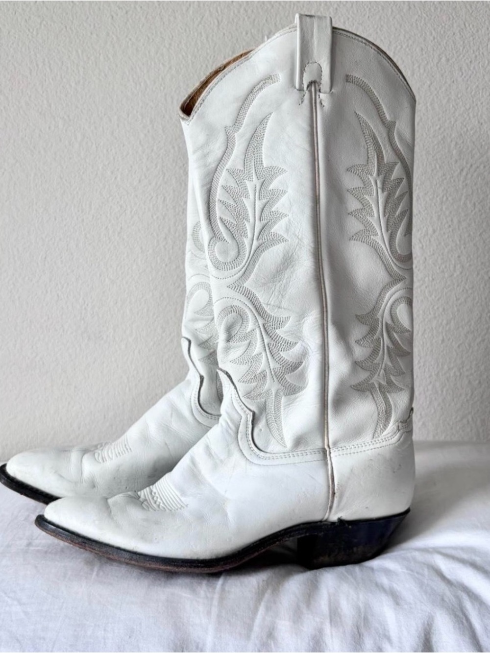 White leather cowboy boots